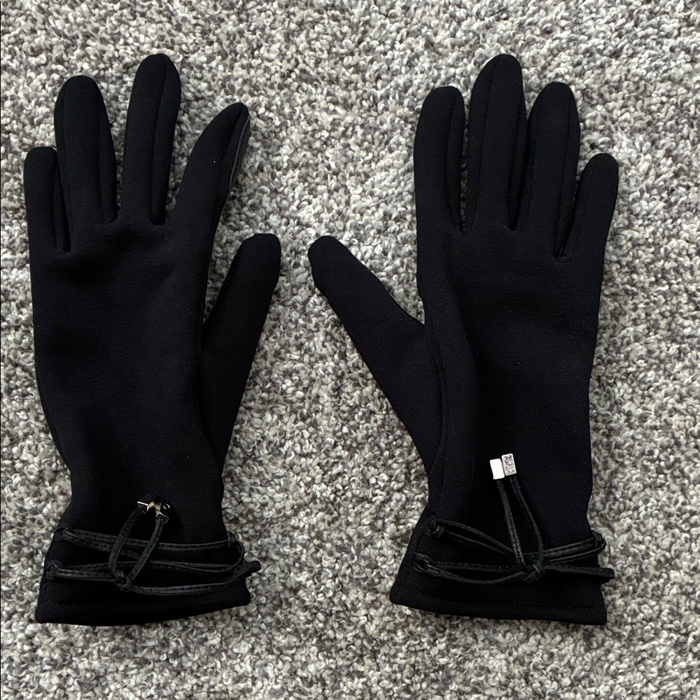 Nine West Black Gloves with Tie Detail